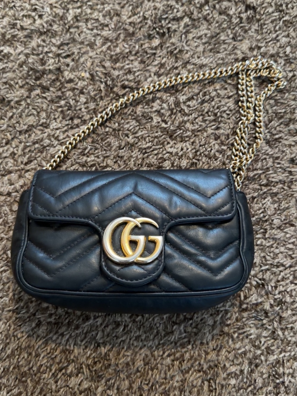 Gucci Black Matelassé GG Chain Crossbody